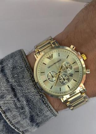 Мужские наручные часы золотого цвета, металлический браслет, дата2 фото