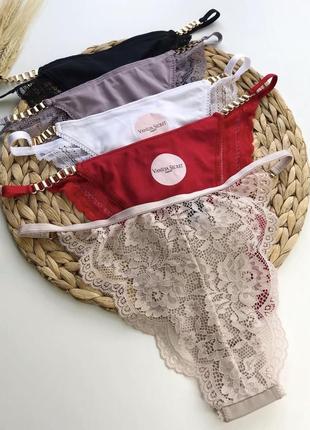 Красиві трусики з прозорим мереживом ззаду, набір з 5 кольорів