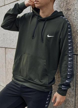 Кофта мужская nike lampas спортивная весенняя осенняя летняя хаки худи найк с лампасами