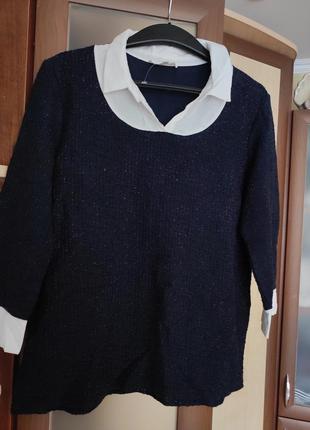 Кофточка джемпер з імітацією сорочки м-л