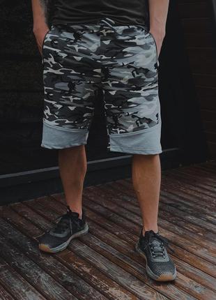 Шорты трикотажные камуфляжно-серые мужские