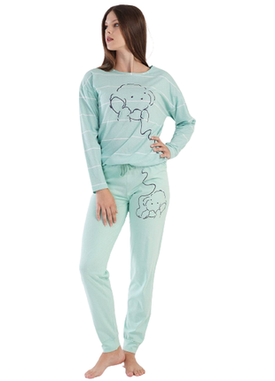Трикотажный женский пижамный комплект для дома и сна турция2 фото