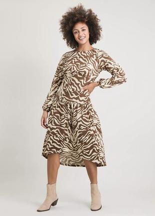 Міді-сукня коричнева з принтом зебра tu 🛍️1+1=3🛍️