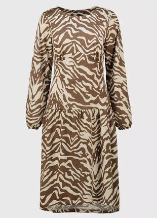 Міді-сукня коричнева з принтом зебра tu 🛍️1+1=3🛍️3 фото