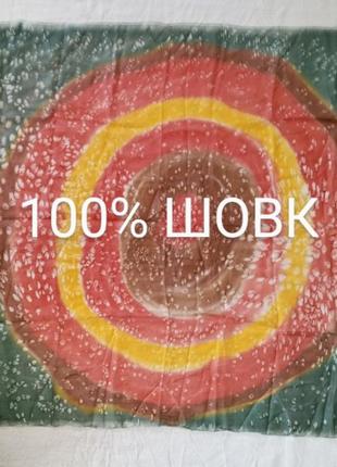 Новый платок 100% натуральный шелк с принтом размер 89×84