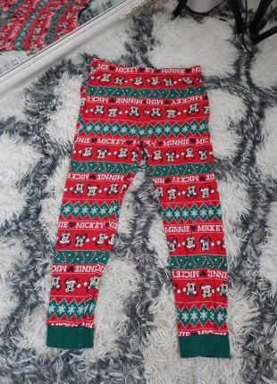 Трикотажні штанці котон піжама пижамма новий рік новорічні мікімаус