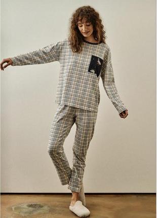 Женский домашний костюм hays размер s голубой цвет клетка  27192