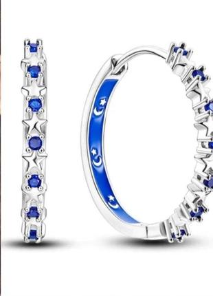 Сережки кільця срібні pandora. серьги пандора.