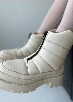 Шкіряні дутіки чоботи з натуральної шкіри зимові осінні на байці хутро5 фото