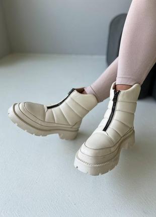 Шкіряні дутіки чоботи з натуральної шкіри зимові осінні на байці хутро3 фото