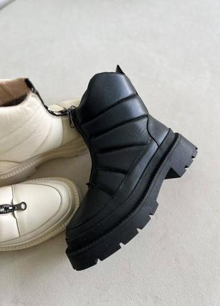 Шкіряні дутіки чоботи з натуральної шкіри зимові осінні на байці хутро7 фото