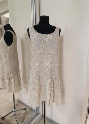 Сукня плаття сарафан з італії made in italy з вишивкою марльовка асиметрична сукня як isabel marant oska