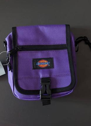 Месенджер[барсетка] dickies, сумка дікіс чорна/сіра/фіолетова через плече, месенджер через плечо4 фото