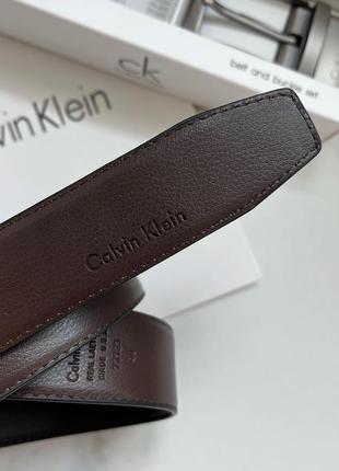 Мужской ремень calvin klein с 2 пряжками черный на подарок / подарочный набор5 фото