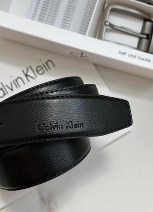 Мужской ремень calvin klein с 2 пряжками черный на подарок / подарочный набор3 фото