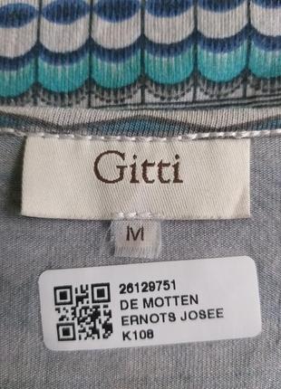 Gitti. футболка с необычной горловиной. туника в полоску, с орнаментом. синий, серый, голубой. подплечники.9 фото