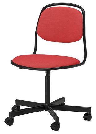 Орфьелль вращающийся стул, черный/виссле красный1 фото