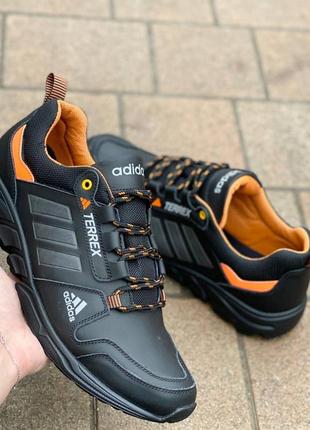 Кросівки adidas terrex помаранчеві || кросівки адідас натуральна шкіра | чоловічі кросівки демісезонні1 фото