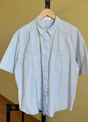 Винтажная оверсайз полосатая рубашка с коротким рукавом в полоску bogner винтаж 90х ysl yves saint laurent burberry lacoste polo ralph lauren xl l m s
