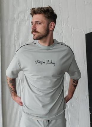 Комплект мужской футболка шорты серый турция / костюм мужской футболка шорти сірий3 фото