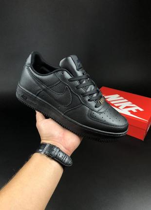 Кросівки чоловічі nike air force af 1 чорні стильні якісні кеди найк аір форси шкіряні в'єтнам