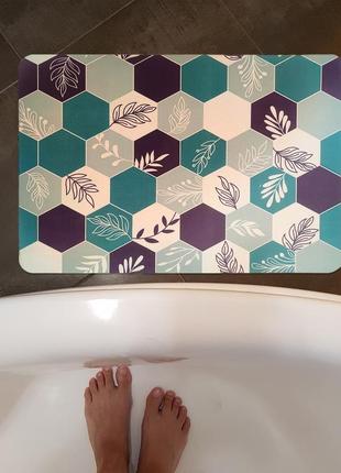 Водопоглощающий коврик в коридор или в ванную комнату, шестиугольники, 40 х 60 см6 фото