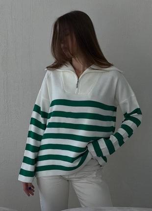 Новый с наборкой стильный свитер в полоску оверсайз s-xxl 44-52