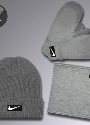 Комплект зимовий шапка + баф + рукавиці (рукавички) jack wolfskin до -25 * с сірий | комплект чоловічий жіночий теплий8 фото