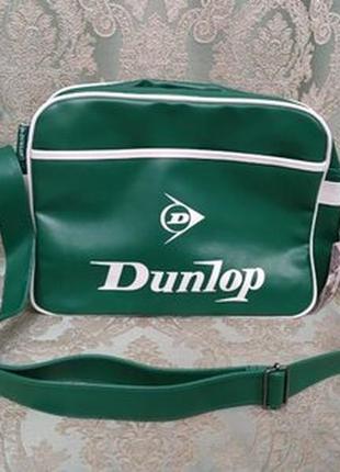 Вінтажна спортивна сумка-месенджер dunlop green унісекс, велика в школу на тренування