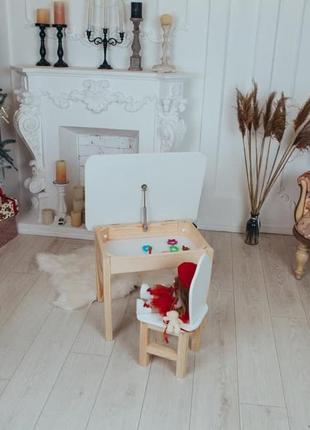 Детский столик и стульчик белоснежный. столик с ящиком белый7 фото