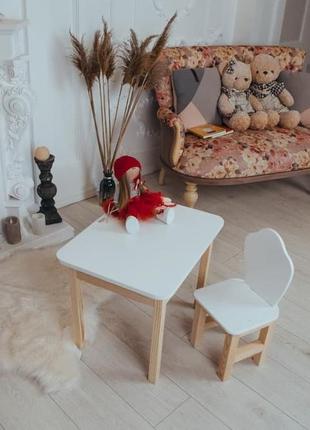 Детский столик и стульчик белоснежный. столик с ящиком белый5 фото
