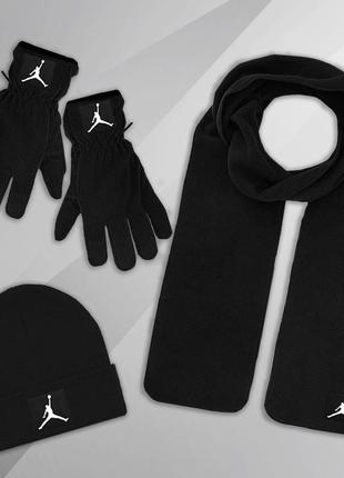 Комплект зимний шапка + шарф + перчатки stone island до -25*с черный набор стон айленд теплый мужской женский6 фото