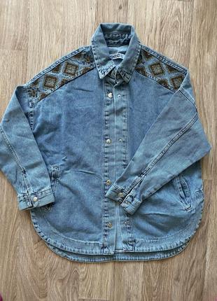 Джинсова сорочка з вишивкою ,джинсовая рубашка,джинсовка,рубашка джинс5 фото