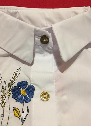 Рубашка белая для девочки с патриотической вышивкой6 фото
