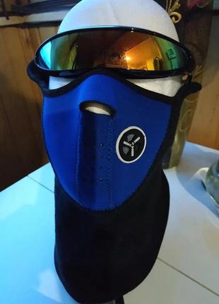 Баф защитная маска  горнолыжная на лицо флис на липучке балаклава неопреновая2 фото