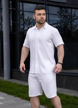Мужская рубашка c коротким рукавом белая pobedov marsel3 фото