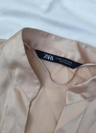 Сатинова атласна блузка ✨zara✨ блуза з V-подібним вирізом кремова блуза оверсайз7 фото