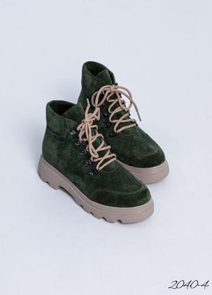 Замшевые ботинки на шнуровке из натуральной замши4 фото