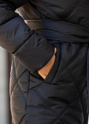 Зимнее стеганое пальто пв-319 черный+черный4 фото