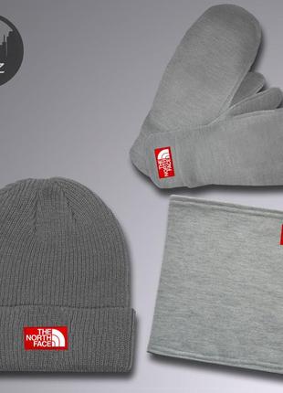Комплект зимовий шапка + баф + рукавиці (рукавички) thrasher до -25 * с сірий | комплект чоловічий жіночий теплий3 фото