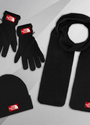 Комплект зимний шапка + шарф + перчатки the north face до -25*с | набор тнф теплый мужской женский4 фото