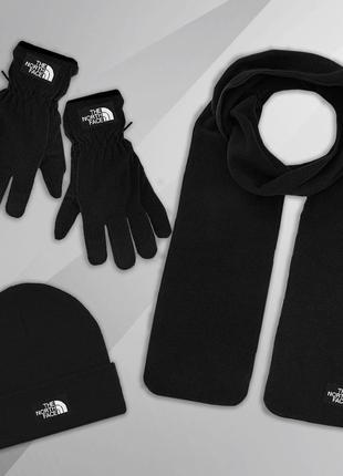 Комплект зимний шапка + шарф + перчатки the north face до -25*с | набор тнф теплый мужской женский2 фото