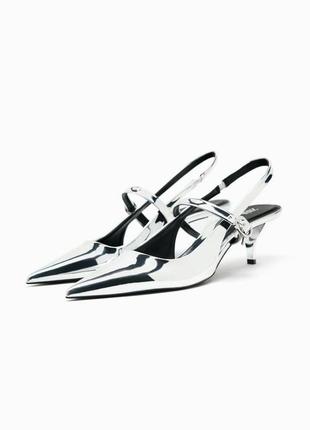 Туфли женские серебряные туфли zara new