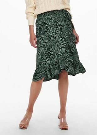 Юбка миди на запах зеленая оригинал распродаж