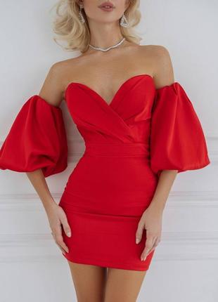 Платье женское красное атласное разм.xs-l