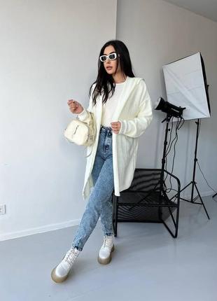 Модная трендовая женская комфортная стильная красивая удобная кофта кофточка кардиган качественная с рукавами серая джинс9 фото