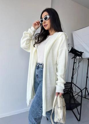 Модная трендовая женская комфортная стильная красивая удобная кофта кофточка кардиган качественная с рукавами серая джинс4 фото