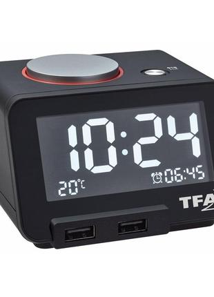 Настільний годинник з usb зарядкою tfa "homtime" (60201701)