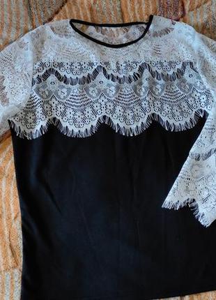 Блузка, кофточка чорна з білим1 фото
