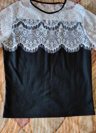 Блузка, кофточка черная с белым3 фото